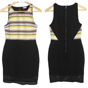Anthropologie Weston Sleeveless Fitted Black Striped Dress Size Medium